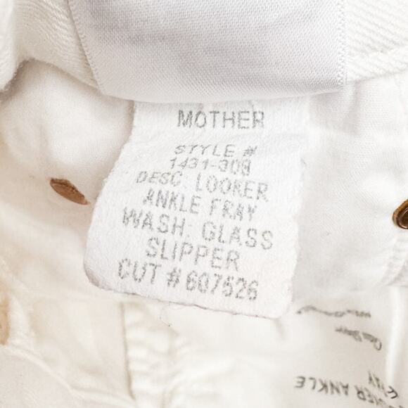 Mother Looker Ankle Fray Glass Slipper White Denim Jeans Size 25 - Picture 8 of 10